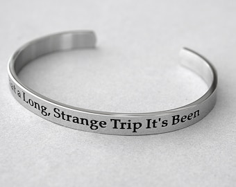 What A Long, Strange Trip It&#39;s Been, Grateful Dead Lyrics, American Rock Band, ,70&#39;s music,Popular Song, Stainless Steel Cuff Bracelet  C397