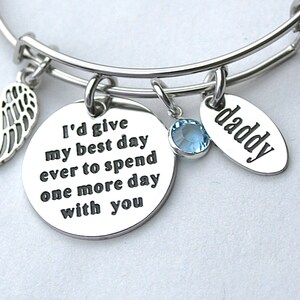 I'd Give My Best Day Ever To Spend One More Day With You, Daddy Oval Charm, Memorial, Loss Of Loved One, Angel Wing, Remembrance,Bereavement