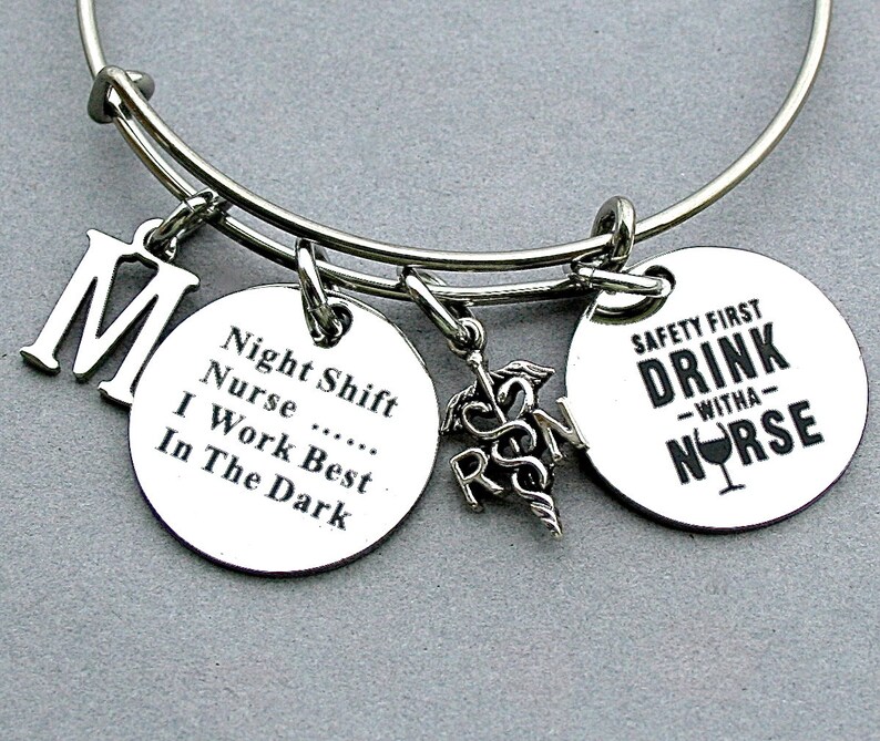 I Work Best In The Dark RN Caduceus Registered NurseSafety First Drink With A Nurse Stainless Steel Engraved Disc,Night Shift Nurse .