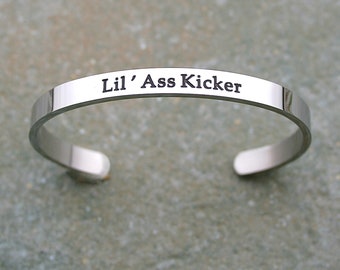 The Walking Dead Inspired "Lil Ass Kicker " Stainless Steel Bracelet, Daryl Dixon TWD, Strong Women, Boss Gift. Feminist Bracelet,BFF,  C154