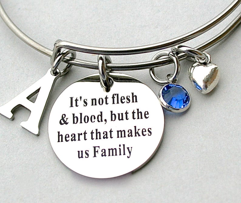 Gift For Her Step Sisters Stainless Steel It/'s Not Flesh /& Blood But The Heart That Makes Us FamilyCharm Bangle Adoption,Best Friends