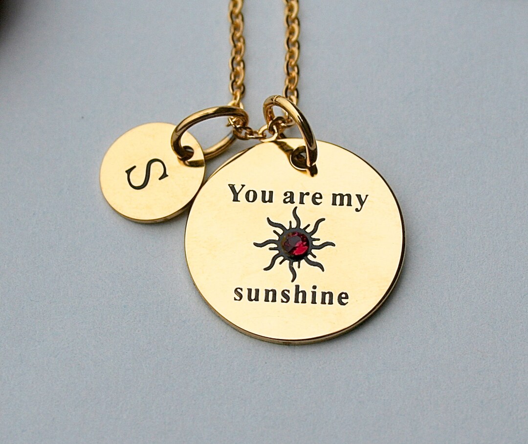 Gold Stainless Steel you Are My Sunshine Necklace, Personalized