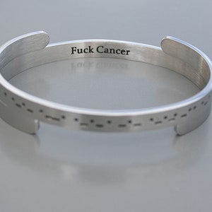 F*ck Cancer , Morse Code Bracelet Stainless Steel, Cancer Survivor Jewelry Morse Code Cuff Bracelet Durable, Non Tarnish,Ready To Ship C582