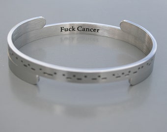 F*ck Cancer , Morse Code Bracelet Stainless Steel, Cancer Survivor Jewelry Morse Code Cuff Bracelet Durable, Non Tarnish,Ready To Ship C582