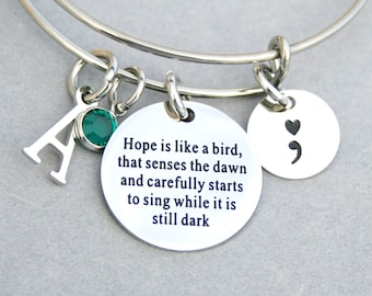 Hope Is Like A Bird That Senses The Dawn And Carefully Starts To Sing While It Is Still Dark, Encouragement, Strength, Awareness Jewelry