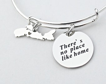 There's No Place Like Home Nova Scotia Charm Bangle, Stainless Steel, Province jewelry, Canada Day Gift, Gift For Her, Ready To Ship