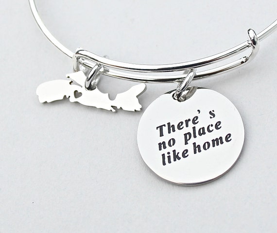 There's No Place Like Home Nova Scotia Charm Bangle, Stainless Steel, Province jewelry, Canada Day Gift, Gift For Her, Ready To Ship