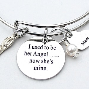 I Used To Be Her Angel Now She's Mine", Choose Heart Charm, Memorial ,Loss Of Loved One, Angel Wing, Remembrance, Daughter Gift, Bereavement