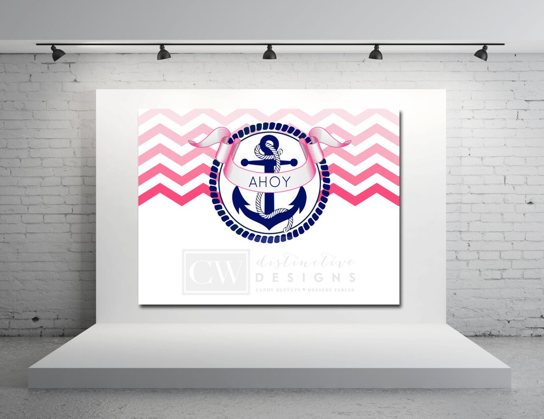Nautical Girl Baby Shower - Bridal Shower - Coastal Backdrop Sign ...