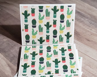 6 Note Cards With Envelopes - Blank Note Cards - Cactus Succulent Folded Stationery Set