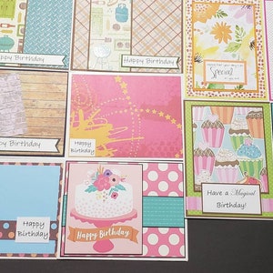 Birthday Card Pack - 10 Homemade Cards - Handmade Birthday Card Set