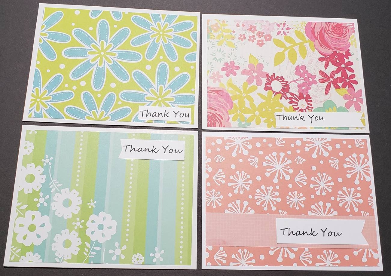 Thank You Card Pack - 10 Homemade Cards - Handmade Thank You Card Set ...