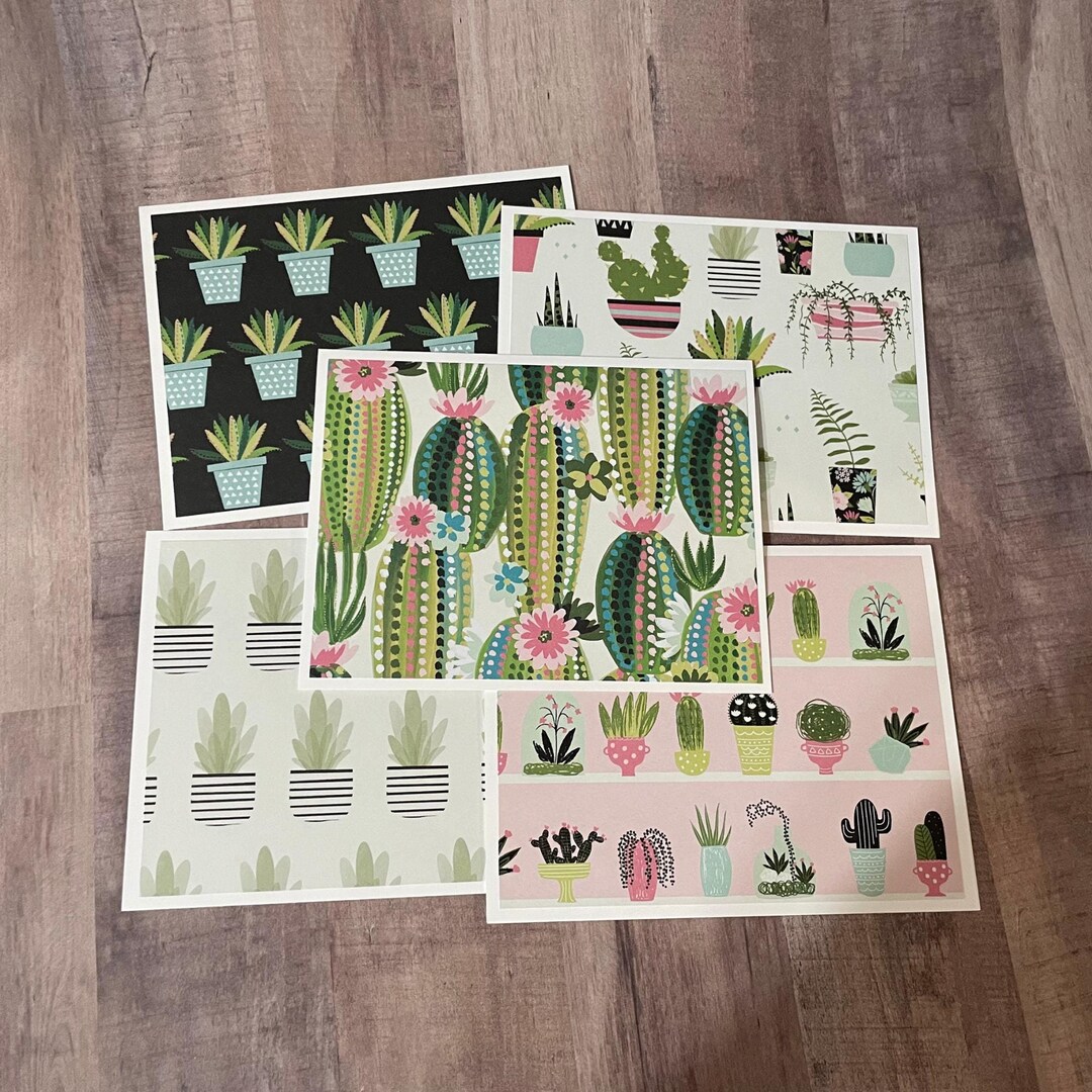Note Cards With Envelopes - 5 Blank Note Cards - Cactus Succulent ...