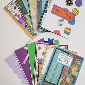 Birthday Card Set - 12 Handmade Birthday Cards - Birthday Greeting Card Assortment - Birthday Card Variety Pack