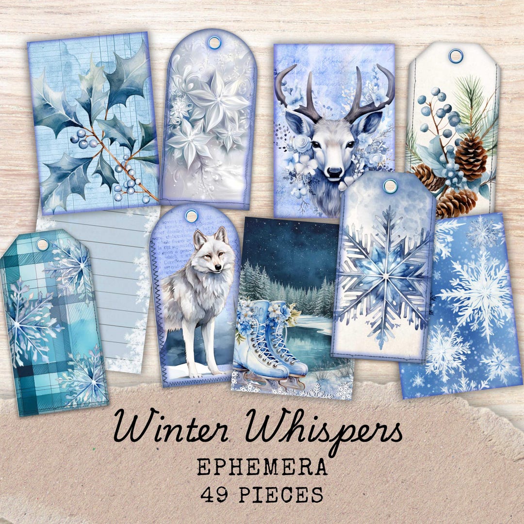Winter Ephemera Kit - Blue Christmas Junk Journal Printable Tags ...