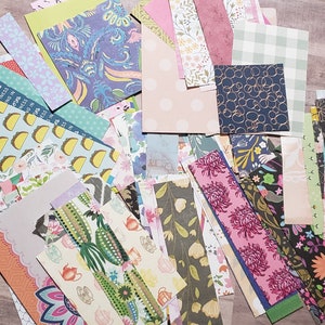 Scrap Paper Bundle - 100 Pc Mixed Patterned Scrapbook Paper Pack  - Destash for Junk Journal, Card Making, Scrapbooking, Collage