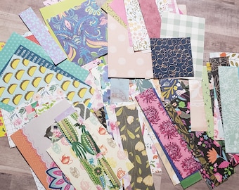 Scrap Paper Bundle - 100 Pc Mixed Patterned Scrapbook Paper Pack  - Destash for Junk Journal, Card Making, Scrapbooking, Collage