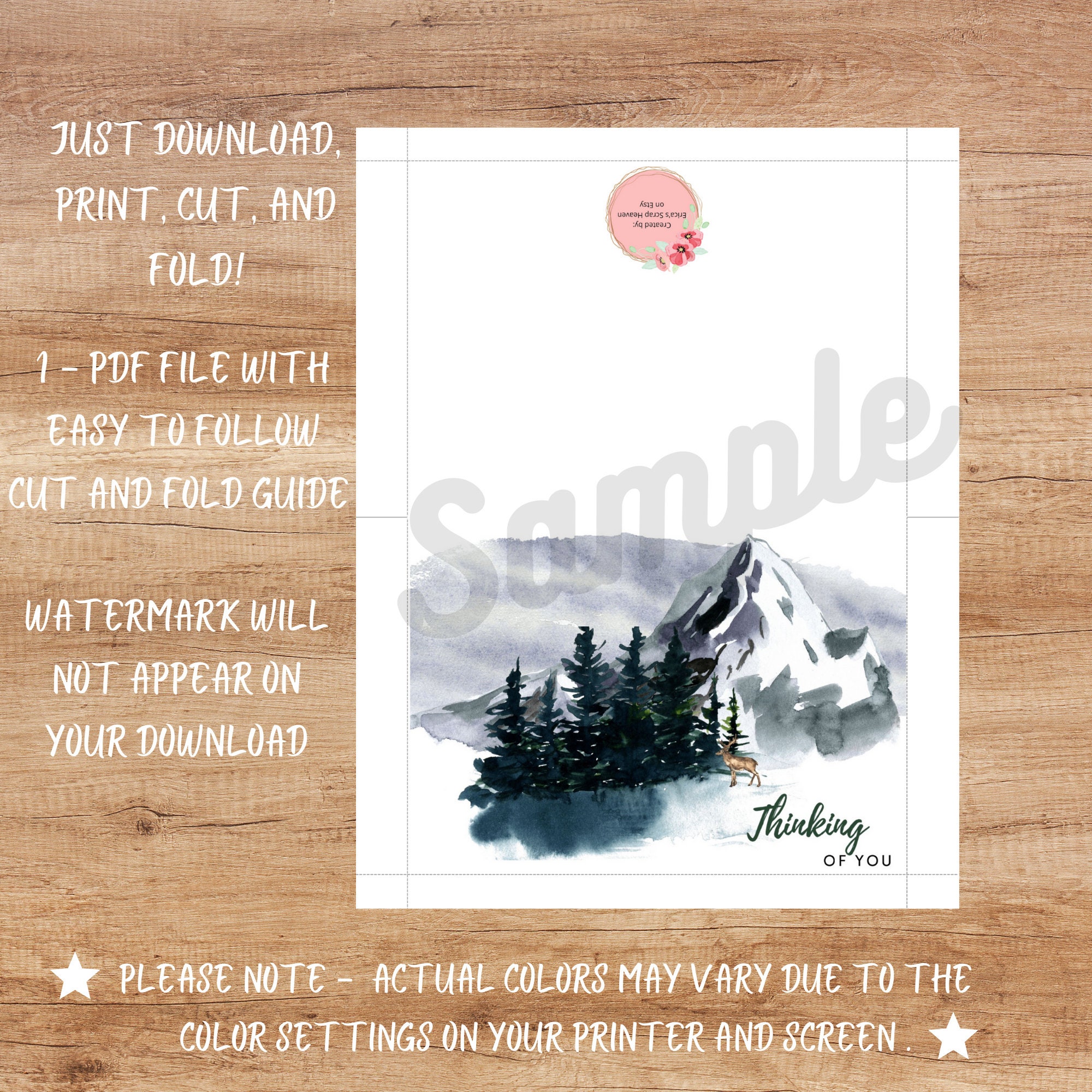 Printable Card - Instant Download 5x7 Thinking of You Greeting Card for ...