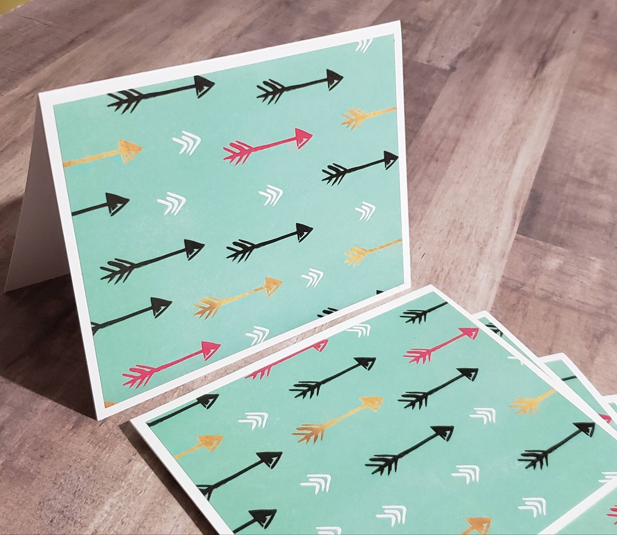 6 Note Cards With Envelopes - Arrow Note Cards - Etsy