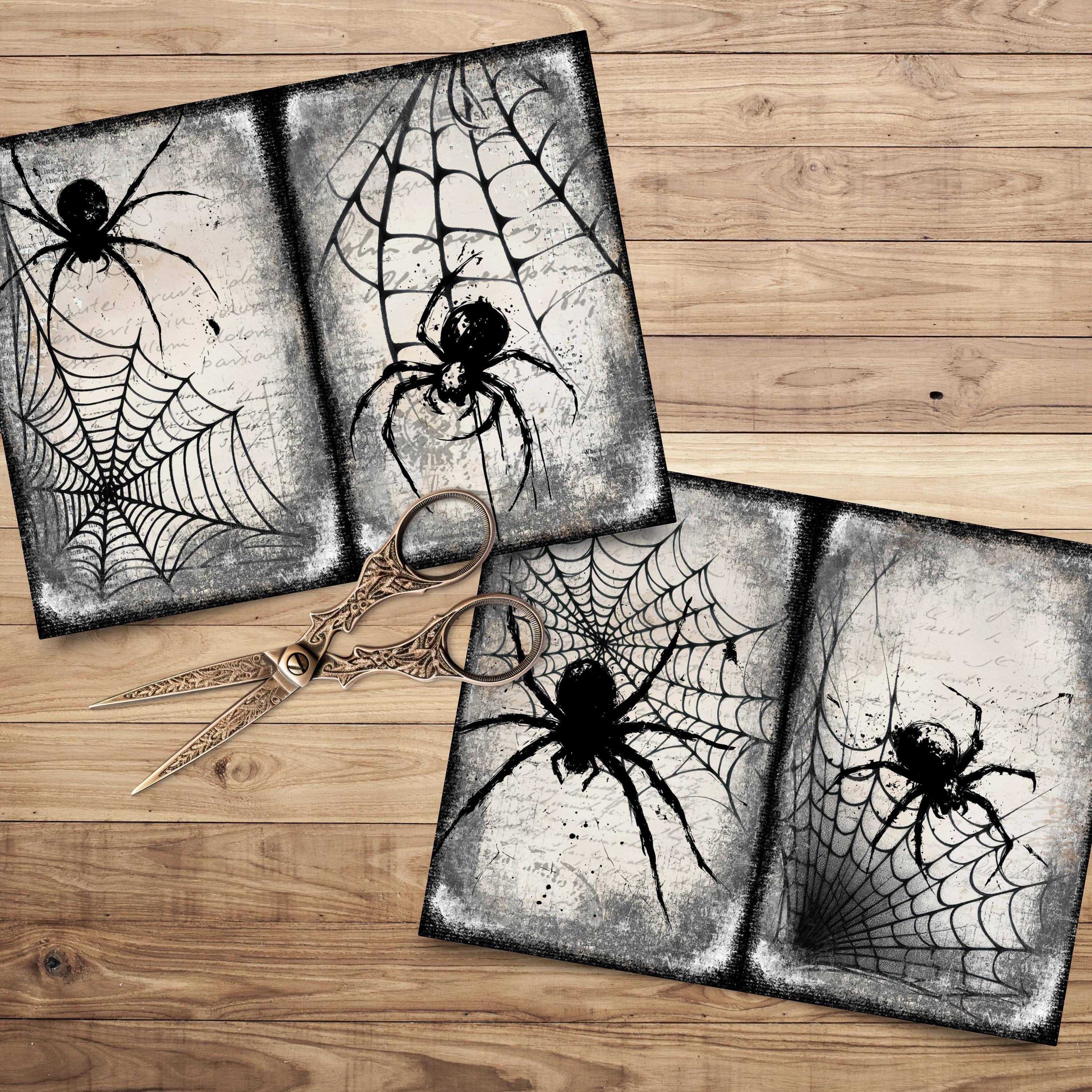 Spider Junk Journal Pages - Grungy Printable Halloween Paper - Spooky ...