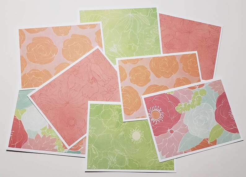 8 Note Cards With Envelopes - Note Card Set - Flower Note Cards ...