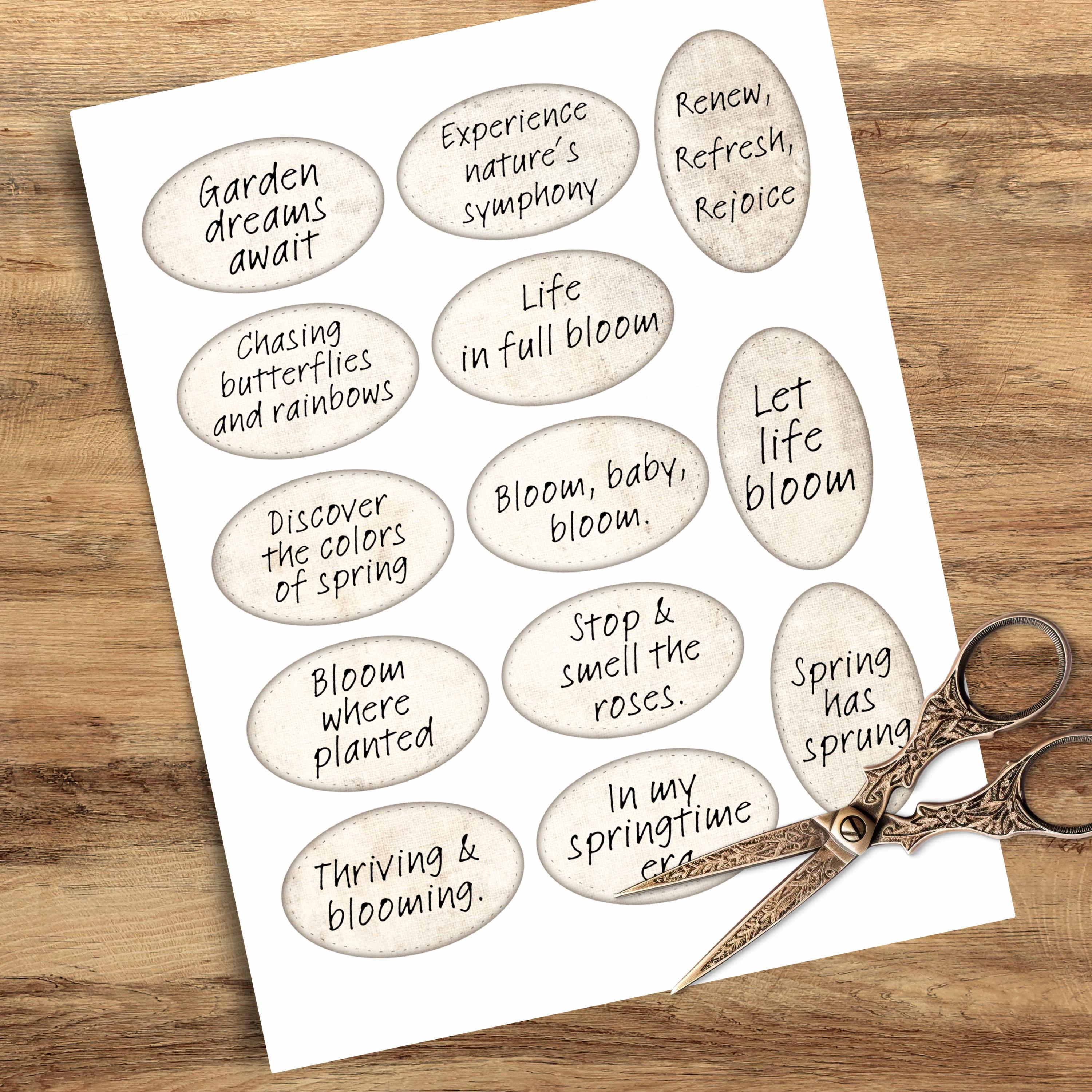 Spring Words and Phrases - Printable Scraps Ephemera for Junk Journal ...