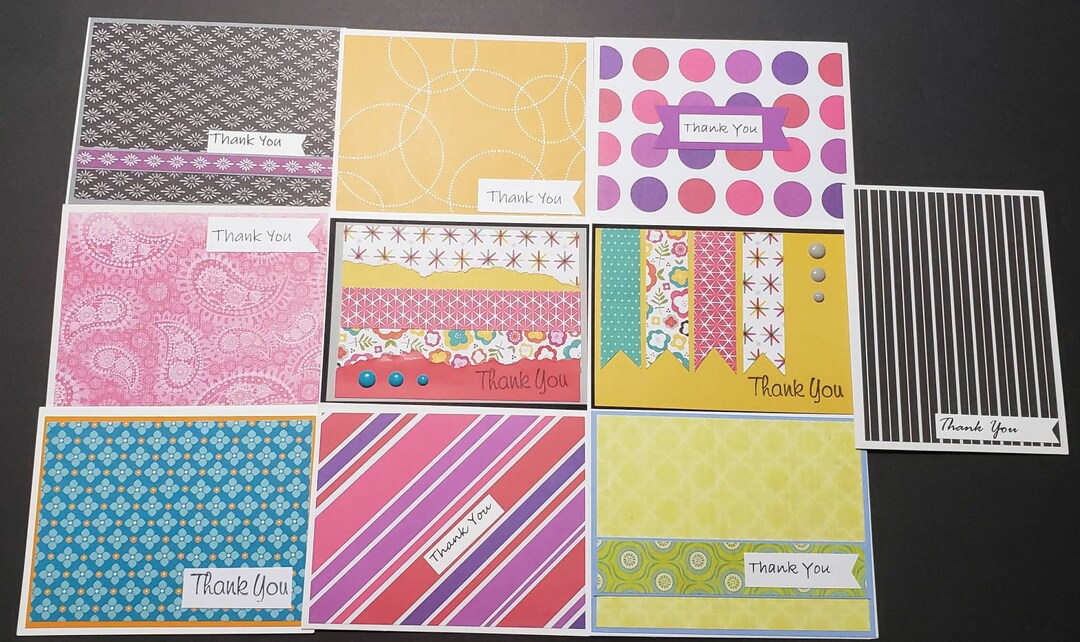 Thank You Card Pack - 10 Homemade Cards - Handmade Thank You Card Set ...
