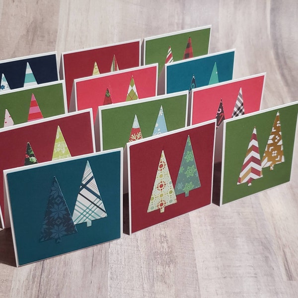 12 Handmade Mini Christmas Note Cards - 3x3 Blank Cards with Envelopes - Gift Enclosures