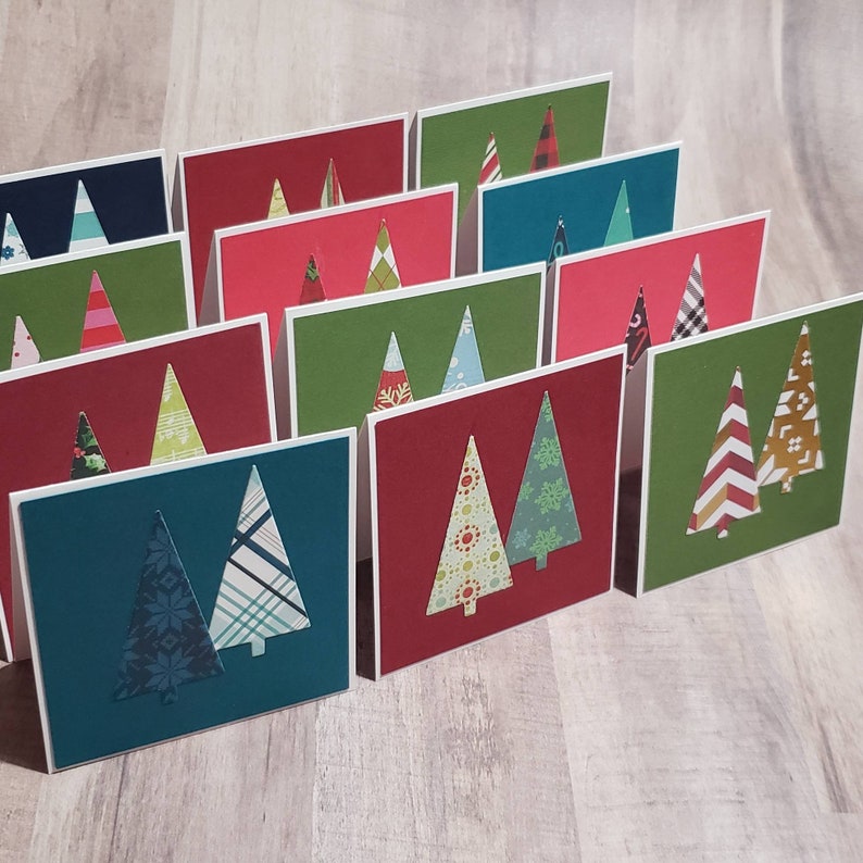 12 Homemade Mini Christmas Note Cards 3x3 Blank Cards With Etsy