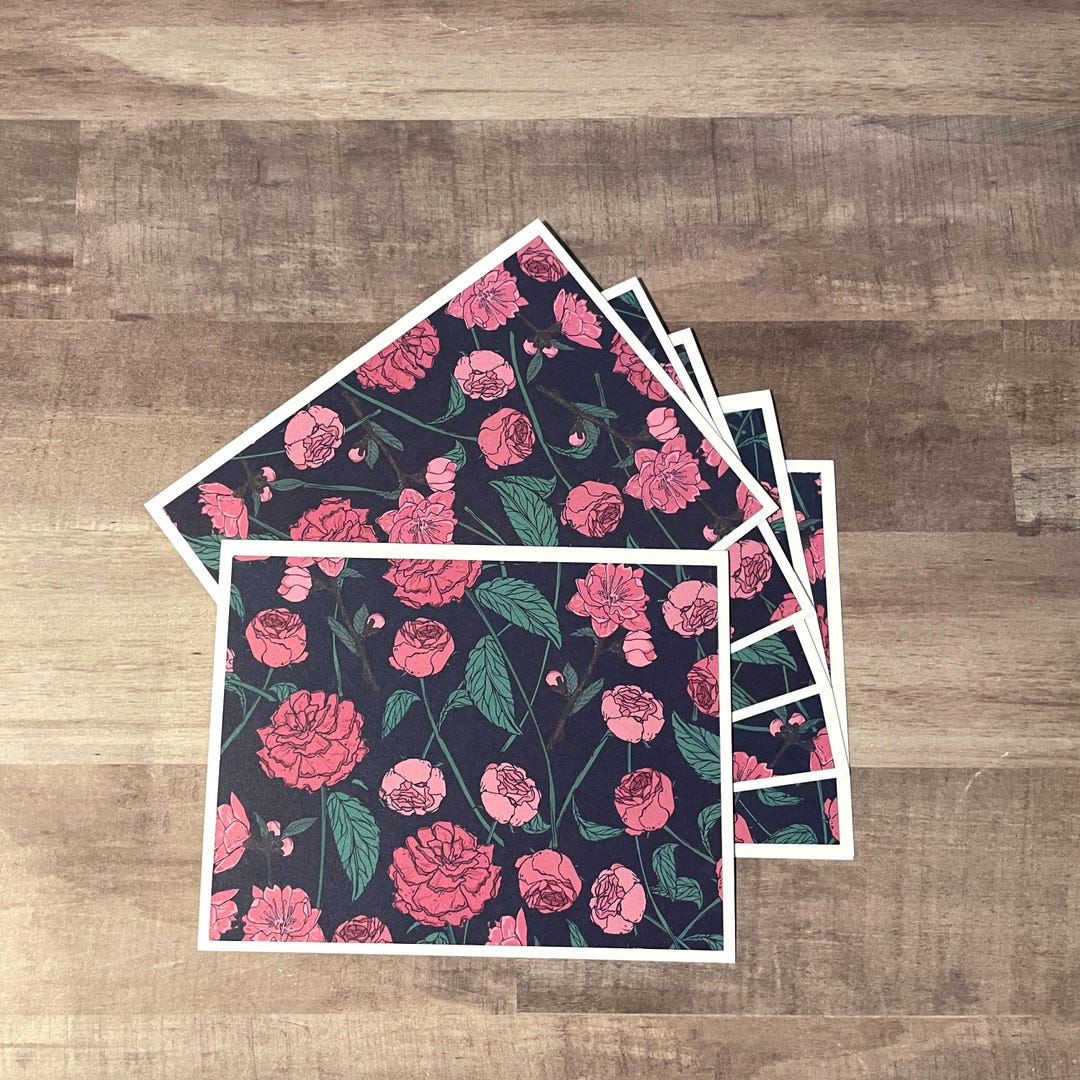Handmade Floral Note Cards Set of 6 – Blank Inside With Envelopes - Etsy