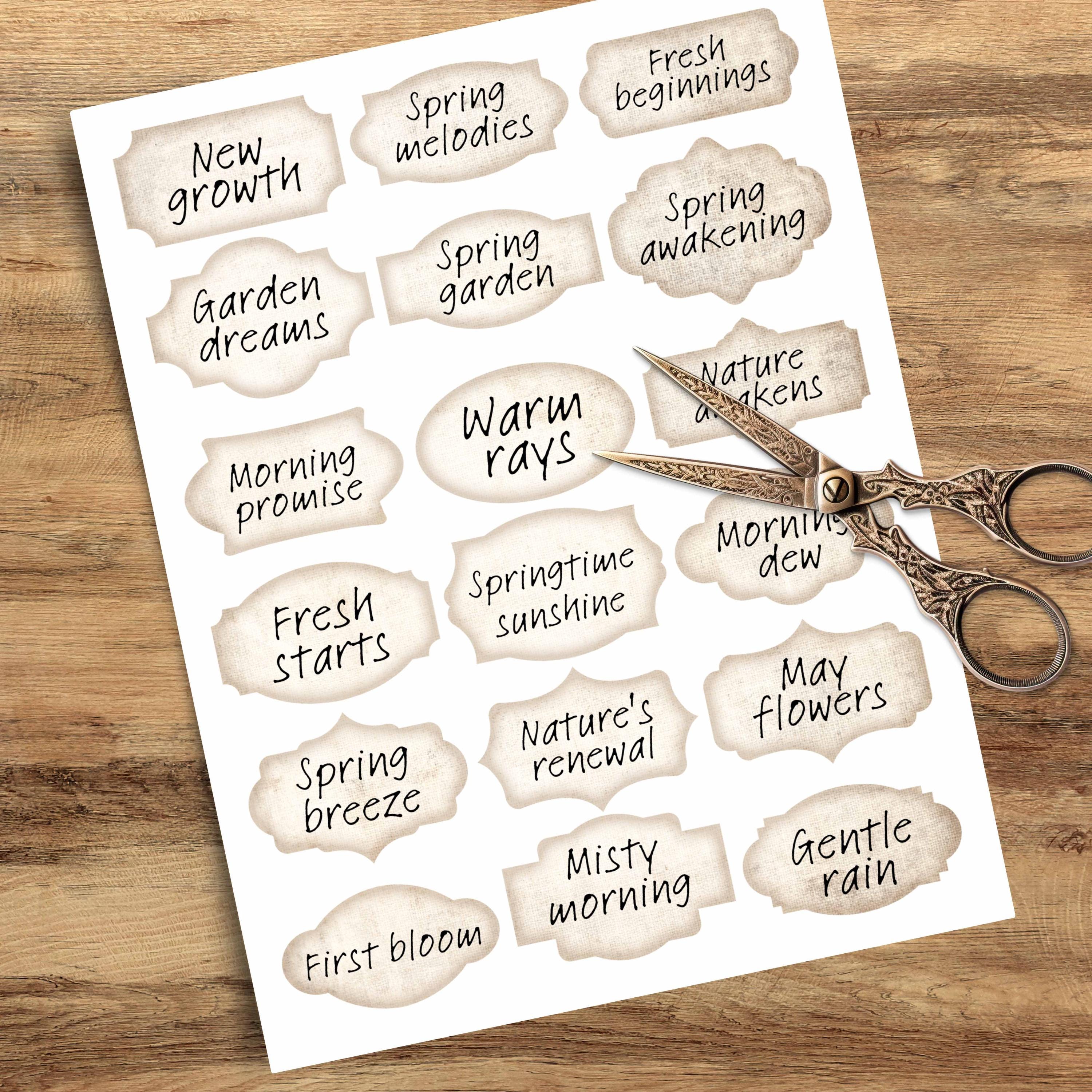 Spring Words and Phrases - Printable Scraps Ephemera for Junk Journal ...