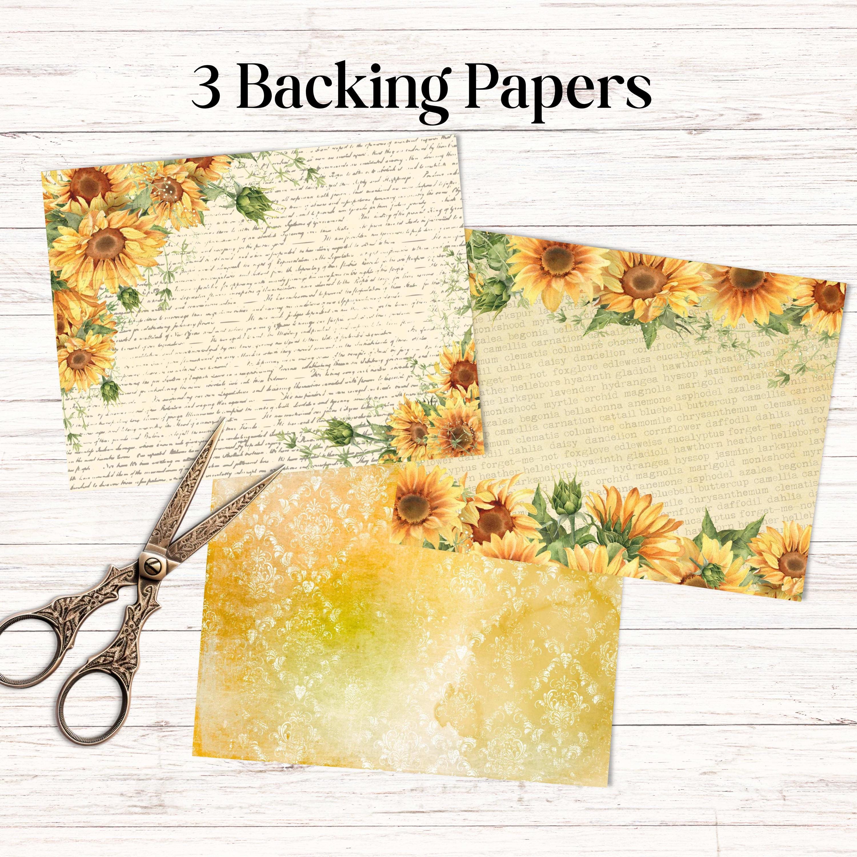 Sunflower Mini Folio Kit - Printable Floral Junk Journal Ephemera With ...