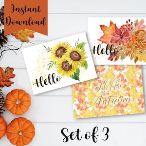 Conjunto de tarjetas de notas de otoño imprimibles: descarga instantánea de tarjetas de felicitación de otoño en blanco 5x7
