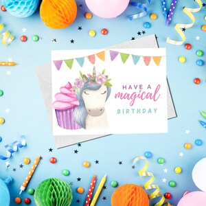 Printable Unicorn Birthday Card Instant Download 5x7 Greeting Card for ...