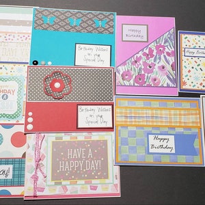 Birthday Card Pack - 10 Homemade Cards - Handmade Birthday Card Set