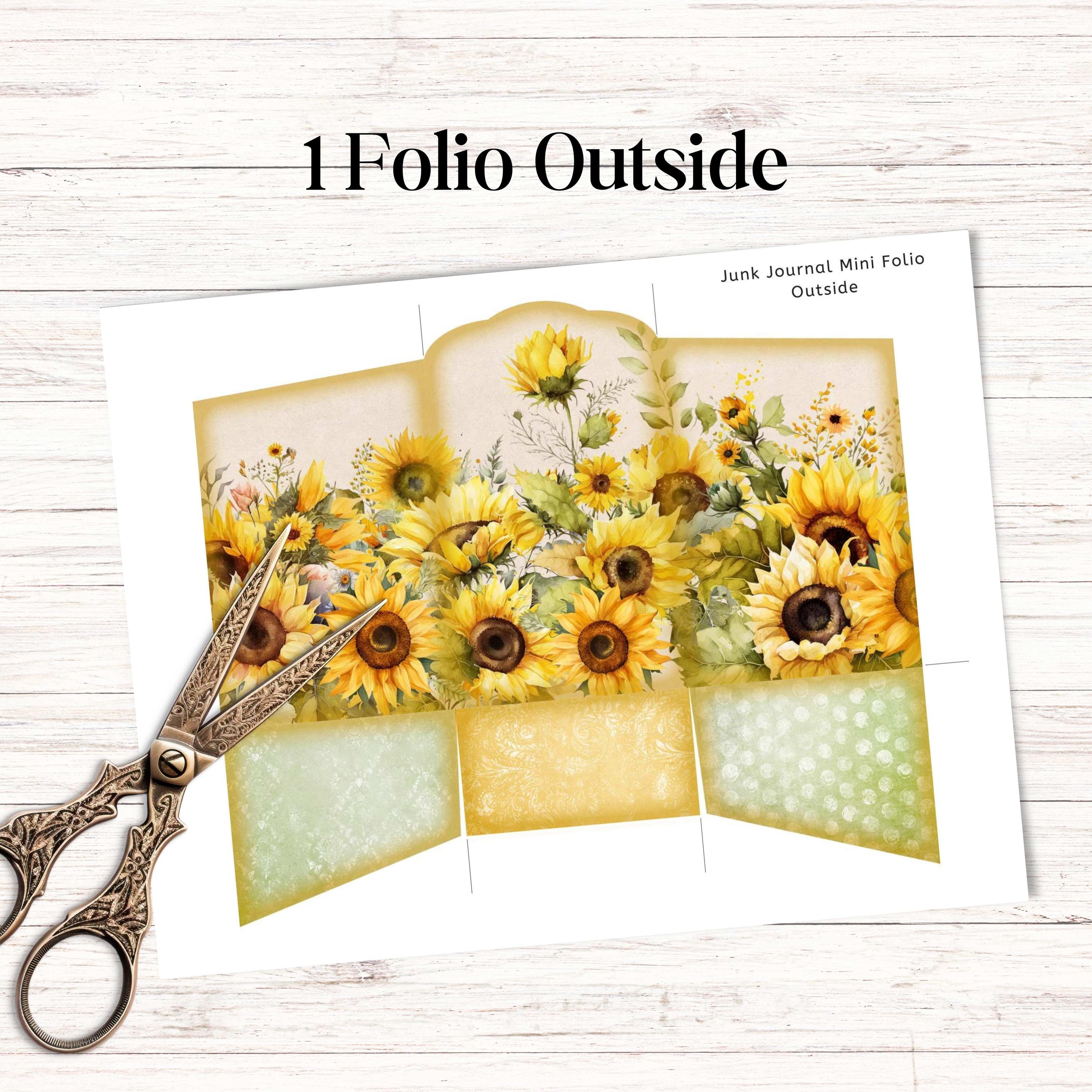 Sunflower Mini Folio Kit - Printable Floral Junk Journal Ephemera With ...