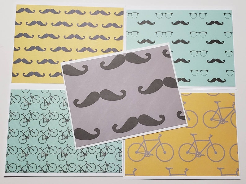5 Masculine Note Cards Folded Note Cards Note Card Set Note Cards With Envelopes