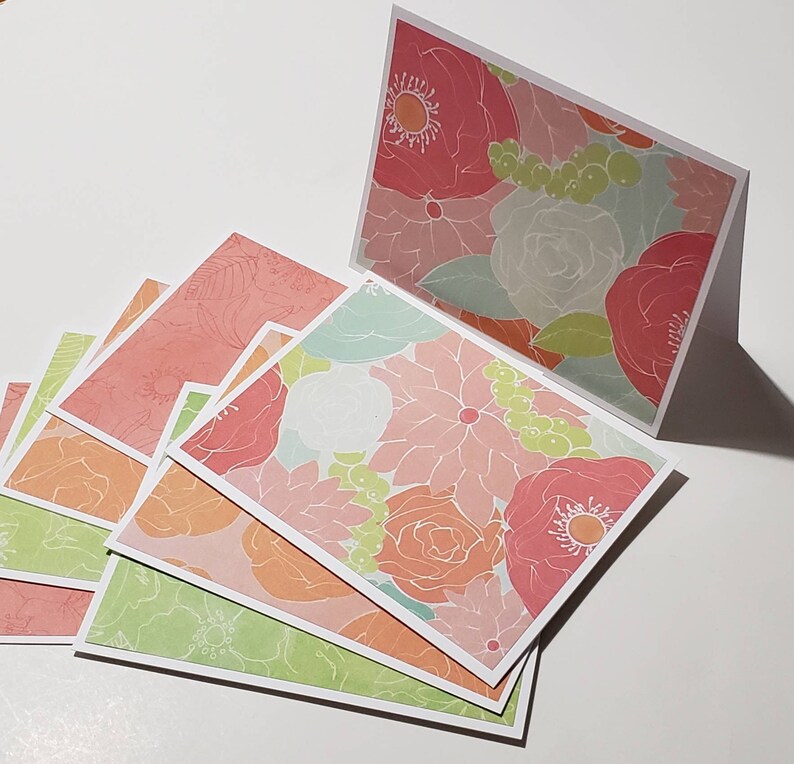 8 Note Cards With Envelopes - Note Card Set - Flower Note Cards ...
