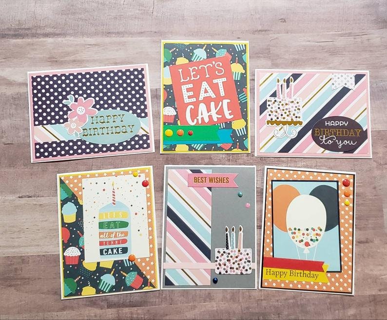 Birthday Card Set 10 Homemade Birthday Cards Birthday | Etsy