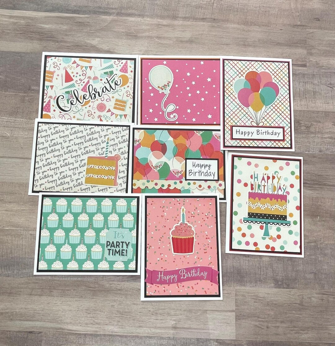 8 Handmade Birthday Cards Set - Etsy
