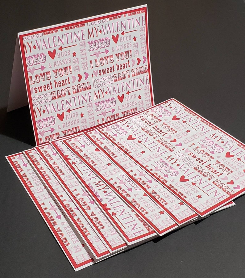 Valentine Exchange Cards Valentine Note Cards Set Valentines Day Blank Note Cards Valentine Word Note Cards 8 Blank Valentine Cards