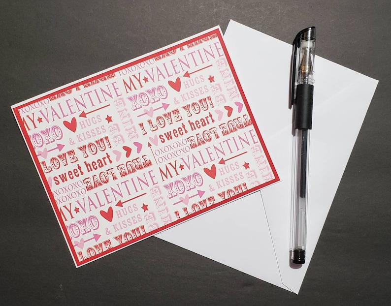 Valentine Exchange Cards Valentine Note Cards Set Valentines Day Blank Note Cards Valentine Word Note Cards 8 Blank Valentine Cards