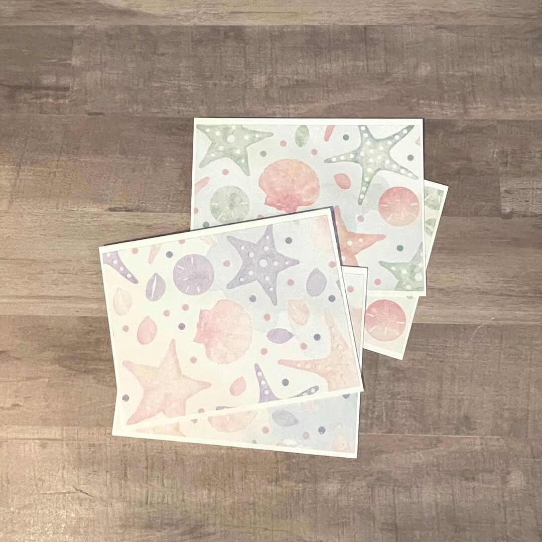 Beach Note Cards With Envelopes – Handmade Set of 4 Seashell Starfish ...