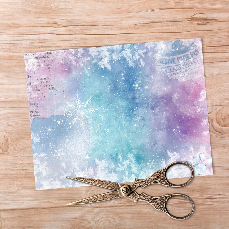 Grungy Pastel Snowflake Papers - Winter Christmas Junk Journal Backing ...