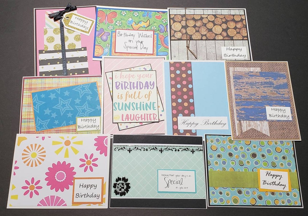 Handmade Birthday Cards Set of 10 Assorted - Etsy