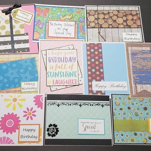 Birthday Card Pack - 10 Homemade Cards - Handmade Birthday Card Set