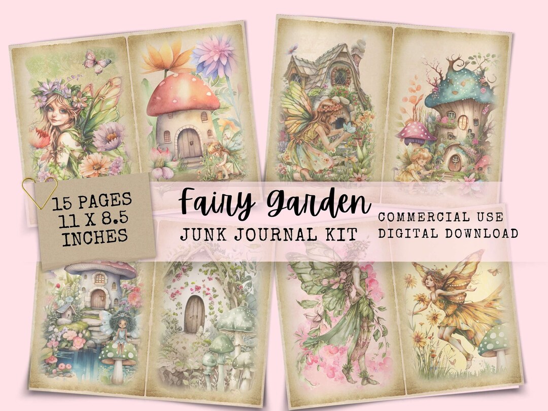 Fairy Garden Junk Journal Kit - 15 Printable Fantasy Pages - Digital ...