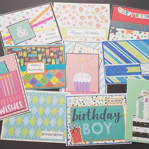Birthday Card Pack - 10 Homemade Cards - Handmade Birthday Card Set