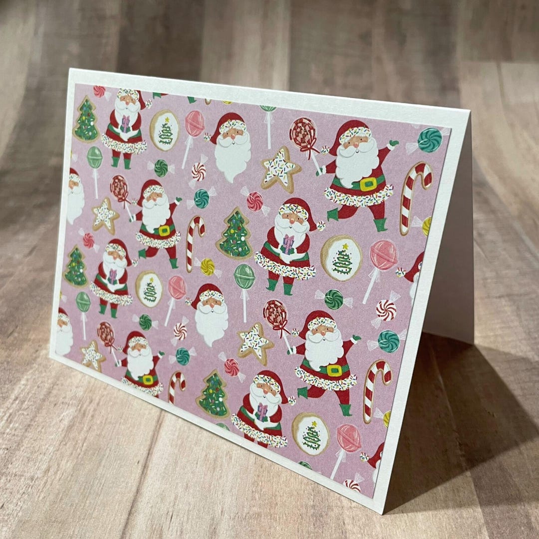 Santa Note Cards With Envelopes - 6 Handmade Christmas Card Set - Etsy