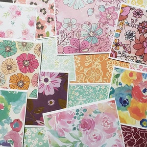 20 Note Cards With Envelopes - Handmade Blank Folded Notecards Set  -  Bulk Floral Stationery Gift